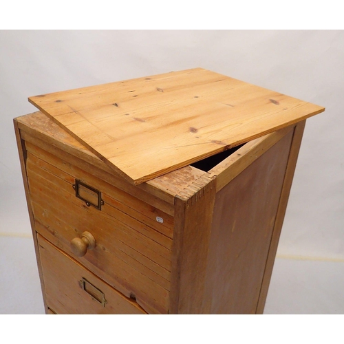 814 - A Victorian pine filing cabinet, 132cm tall x 52cm wide x 65cm deep, replacement top