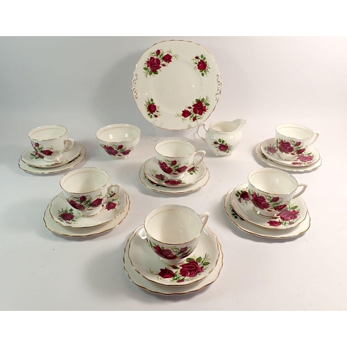 82 - A Coclough vintage tea service printed roses comprising six cups and saucers, six tea plates, milk a... 