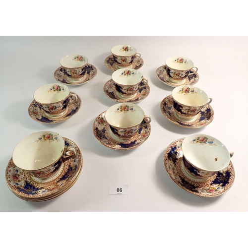 86 - A Lawley's floral tea service comprising nine cups and twelve saucers - some a/f