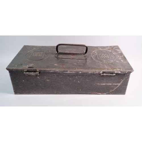 892 - A 1950's Rolls Royce metal tool box with handle 39cm wide