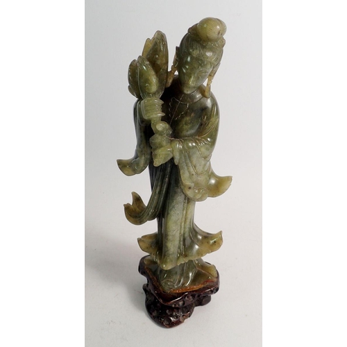 897 - Two jade carved figures of women, 23cm