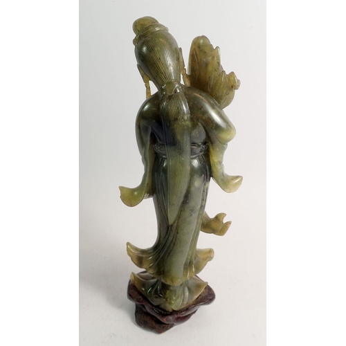 897 - Two jade carved figures of women, 23cm