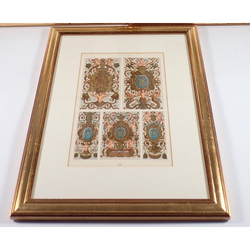 902 - Racinet - set of three coloured lithographs L'Ornament circa 1880, 31 x 21cm