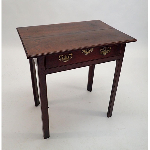 960 - An early 18th century oak side table with frieze drawers on square supports, 70 x 46cm