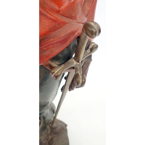 966 - A painted bronze finish spelter figure of Mephistopheles after J Gautier, 90cm tall