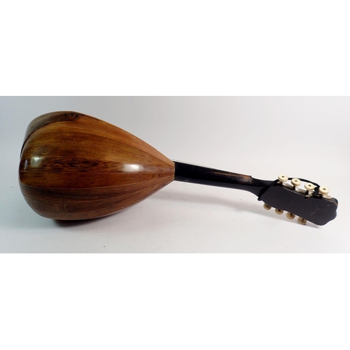 979 - A Neapolitan mandolin with mother of pearl, bone and tortoiseshell inlay, 60cm