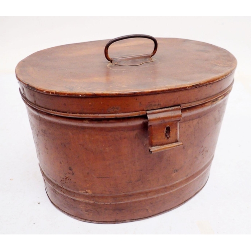 985 - A Victorian oval tin hat box, 39cm wide