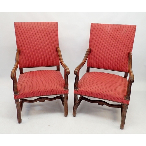 990 - A pair of early 20th century large carver chairs in 17th century style