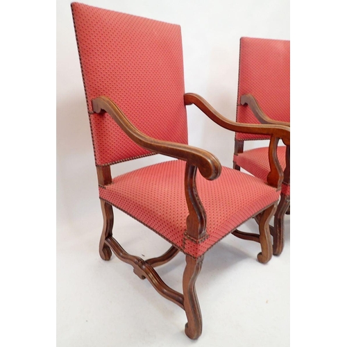 990 - A pair of early 20th century large carver chairs in 17th century style