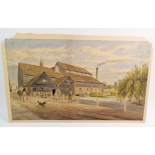 998 - A group of seven various watercolours including Leonardo Cattermole - coachman 44 x 28cm, St Cole's ... 