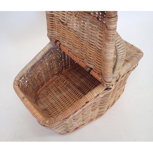 1020 - A vintage double sided wicker picnic basket