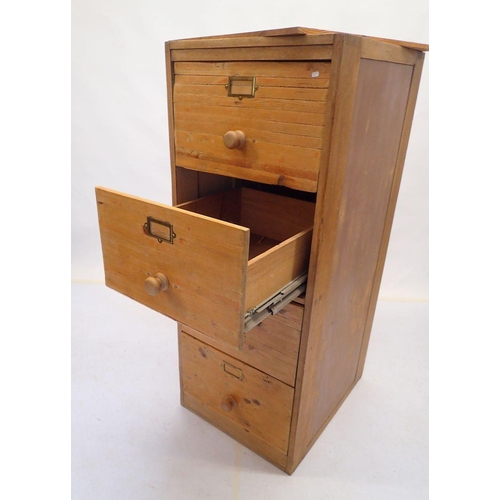 1029 - A Victorian pine filing cabinet, 132cm tall x 52cm wide x 65cm deep, replacement top