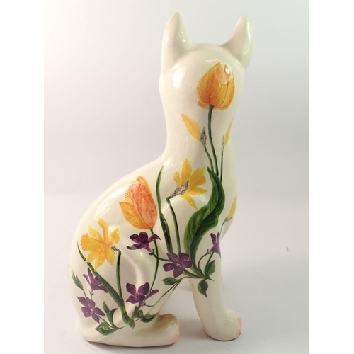 106 - A Griselda Hill Wemyss cat painted spring flowers, privately commissioned, 33.5cm