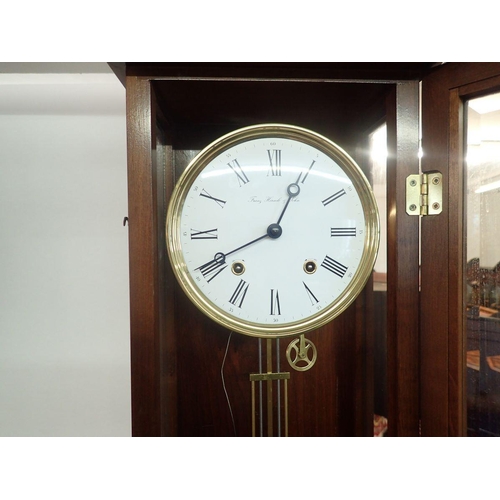 1289 - A Franz Hermle modern Vienna style regulator wall clock with weights, 115cm long