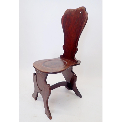 1290 - A Georgian mahogany shield back hall chair