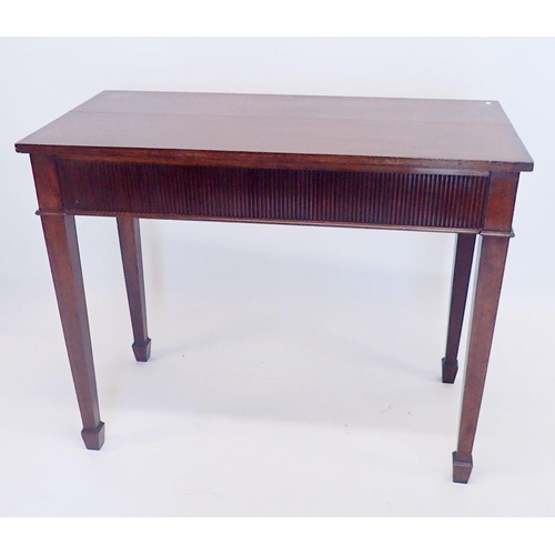 1320 - A 19th century mahogany hall table on square tapered supports by Ralph Johnson of Warrington, 102 x ... 