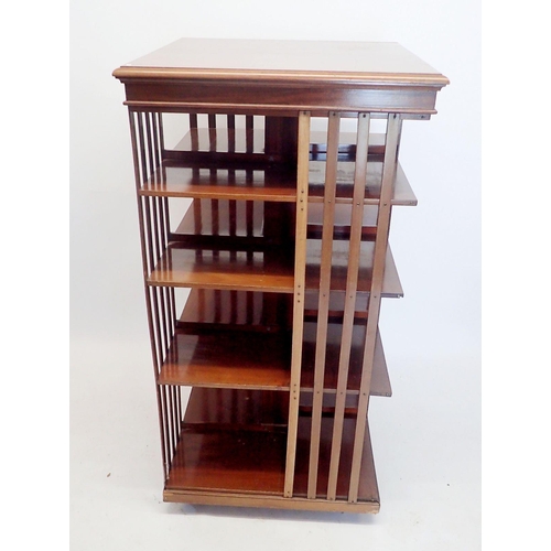 1324 - An Edwardian mahogany large square bookcase, this bookcase does  not revolve 137cm x 71cm x 71cm