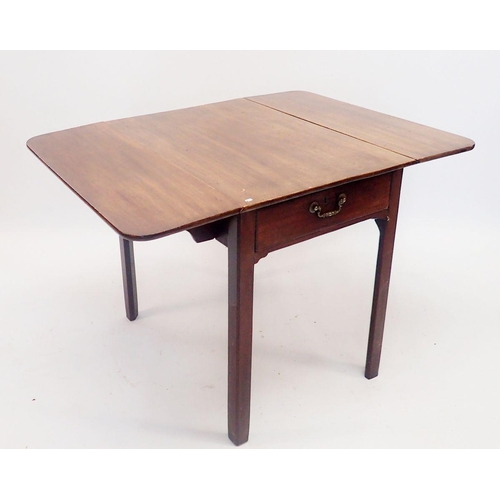 1334 - A Georgian mahogany dropleaf dining table with square supports, 76cm deep x 52cm wide