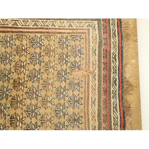 1341 - A Turkish runner with multiple guls on an ochre ground, 390 x 97cm