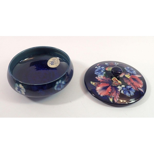 195 - A Moorcroft Iris powder bowl with paper label, 14.5cm diameter