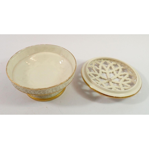 201 - A Royal Worcester pot pourri bowl in cream and gilt, 14cm diameter