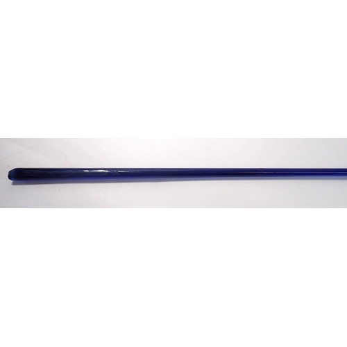 249 - A Bristol blue glass walking cane, 117cm long