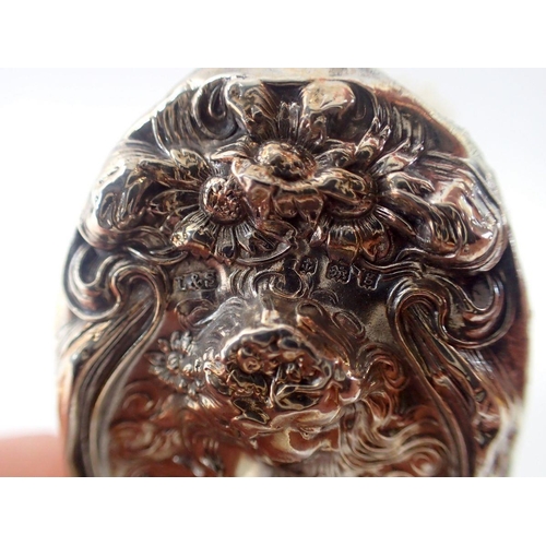 296 - An Edwardian silver baby's hairbrush embossed Art Nouveau woman's head, by Levi & Salaman, Birmingha... 