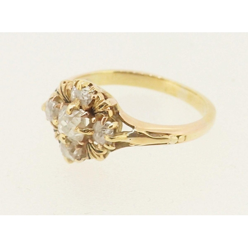 421 - A Victorian 18 carat gold diamond cluster ring, 2.8g, size J to K