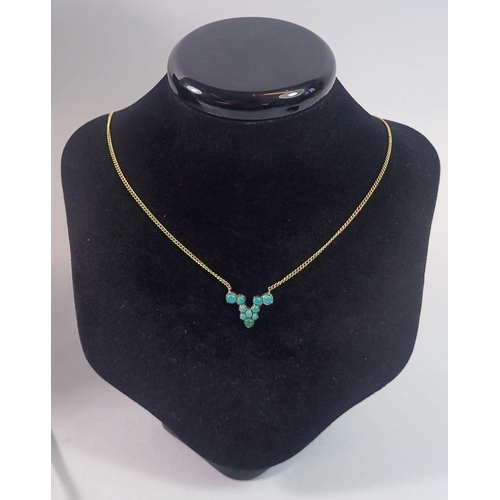 452 - A 9 carat turquoise set pendant and chain, 4.6g, 1.8cm wide