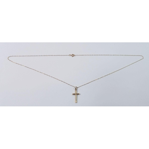 457 - A 9 carat gold crucifix and chain, 1.3g