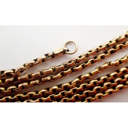 471 - A 9 carat gold guard chain, 19.4g, 144cm long