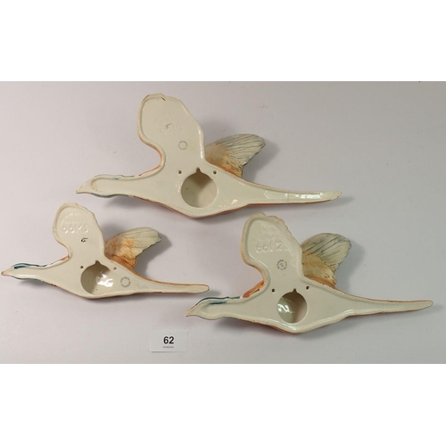 62 - A group of three Beswick pheasant wall plaques - 661/1, 661/2 and 661/3, largest a/f