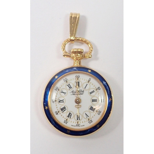 646 - An Aero gold plated and enamel fob watch