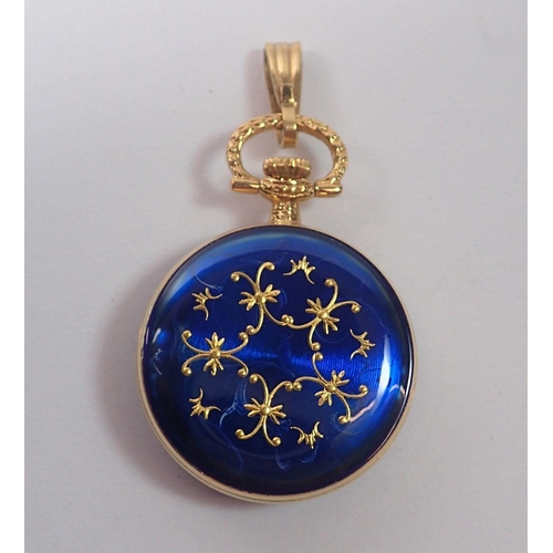 646 - An Aero gold plated and enamel fob watch