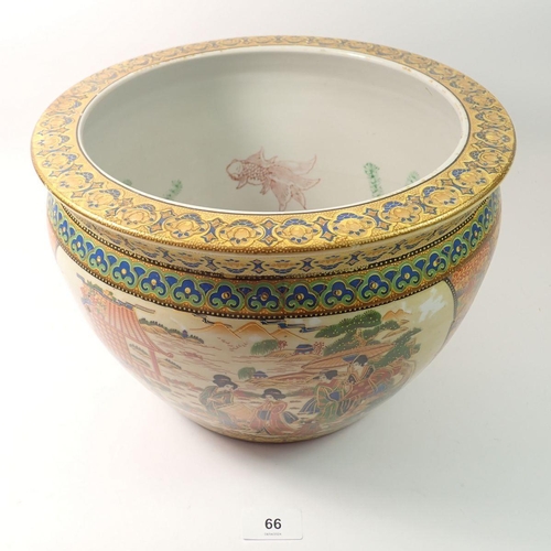 66 - A Chinese jardiniere decorated figures, 30.5cm diameter