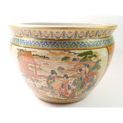 66 - A Chinese jardiniere decorated figures, 30.5cm diameter