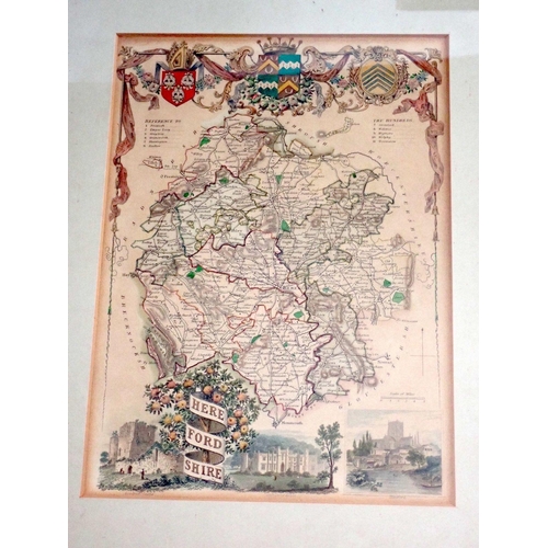 788 - A John Ogilby road map, Hereford to Leicester, 35 x 48cm, a New Map of the County of Hereford by C S... 