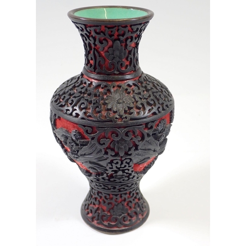 818 - A Chinese Cinnabar lacquer tea vase, 16.5cm tall