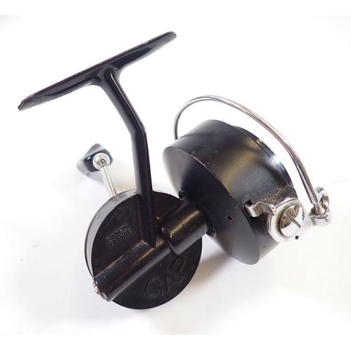 858 - A Mitchell 304 fixed spool fishing reel in pouch