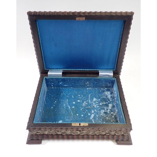 948 - A wooden jewellery box with white metal floral mounts, 24 x 18cm