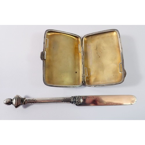 314 - A silver cigarette case and a silver butter knife for William Shakespeare by George Unite, Birmingha... 