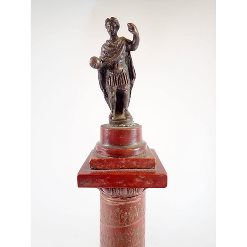 1003 - An Italian red marble and gilt metal mounted replica of a Roman column etched battle scene and later... 