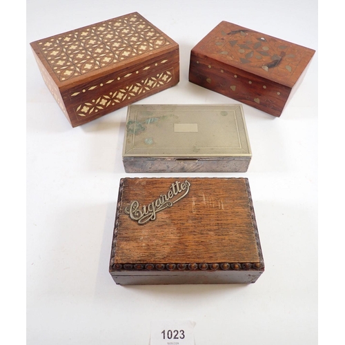 1023 - Four various boxes, largest 17cm wide