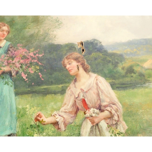 1034 - Henry John Yeend King - oil on canvas The Flower Girls, 50 x 75cm