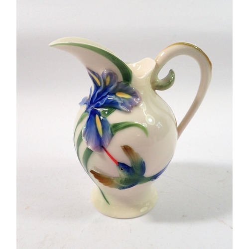 105 - A Franz Porcelain collection Hummingbird cream jug, No FZ00133 in original box, 11cm