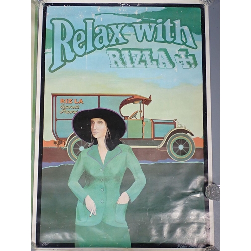 1061 - A 1974 Relax with Rizla poster together with a 1975 Oakleys Geniune Ales poster, both 86 x 60cm