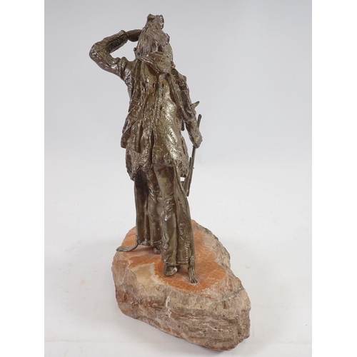 1077 - Carl Kauba - Austro Hungarian bronze of Native American Indian, 26cm tall