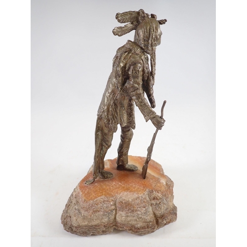 1077 - Carl Kauba - Austro Hungarian bronze of Native American Indian, 26cm tall