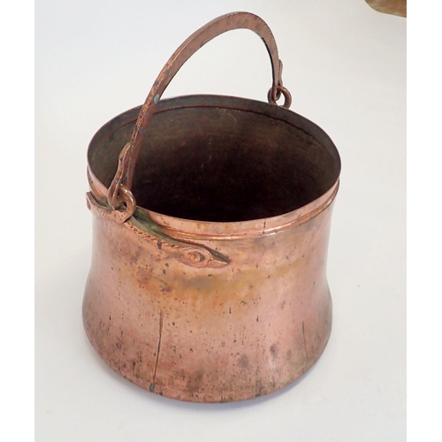 1097 - A large 19th century copper coal bucket, 30cm diameter