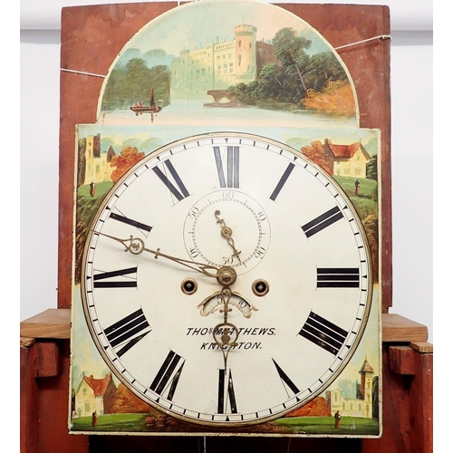 1114 - A Victorian walnut longcase clock with marquetry to case, the painted face with 8 day movement by Th... 